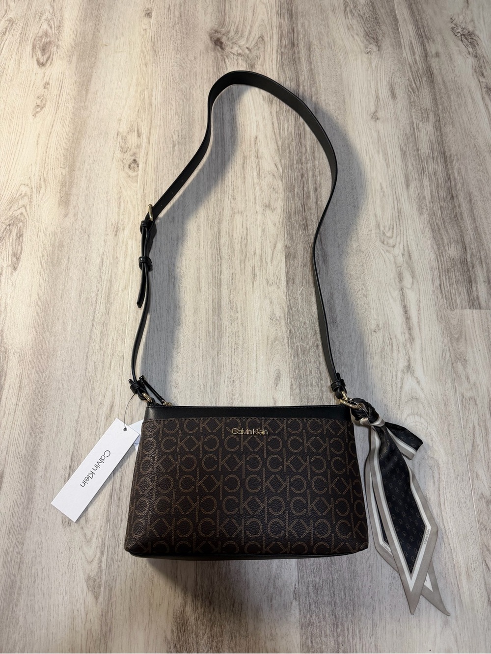 Calvin Klein Dark Brown Monogram Crossbody Bag